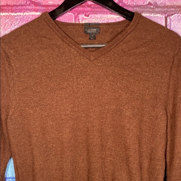 J.Crew Men's V-Neck Sweater Merino Wool Brown Size Large - Picture 4 of 5